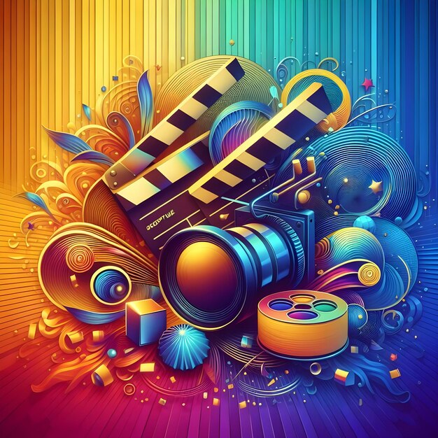 Foto colori di fondo arte concettuale poster di prodotto vibrante cinematografico