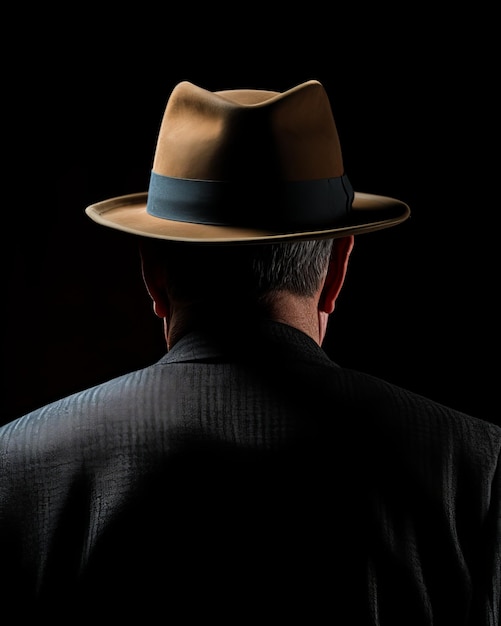 Photo the back of a man in a suit and hat