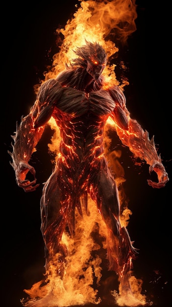 the back of a man with flames