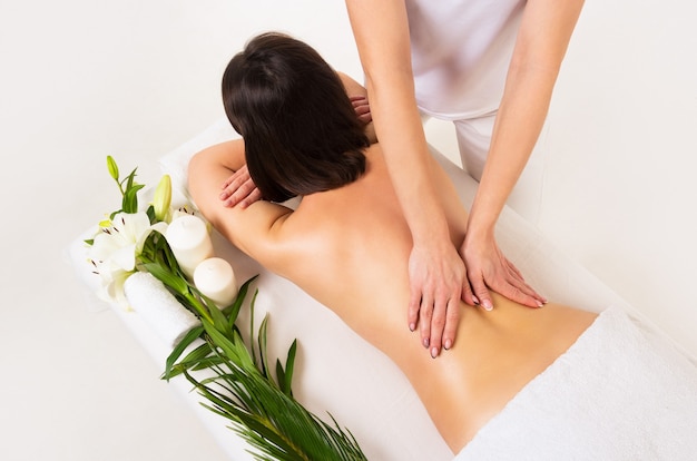 Back massage in the spa salon