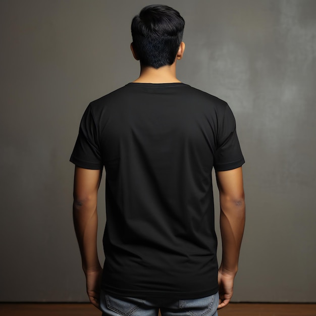 Photo back mock up tshirt black back mock uo shirt for designing