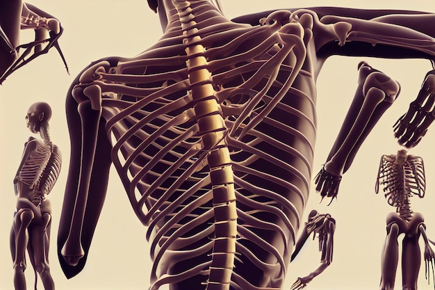 Foto mal di schiena. dolore alla colonna vertebrale umana, un'illustrazione concettuale 3d che mostra un corpo maschile