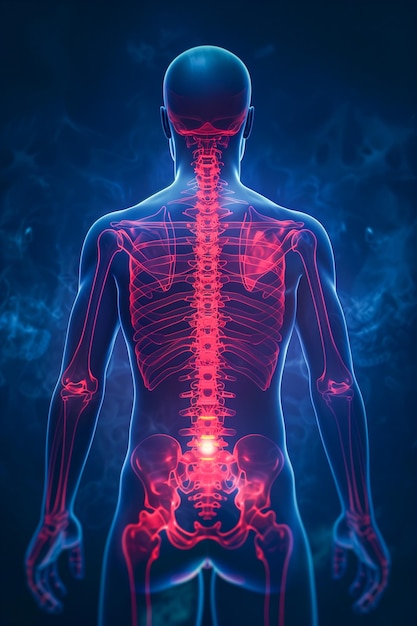 Back Pain Red Highlight Lumbar XRay