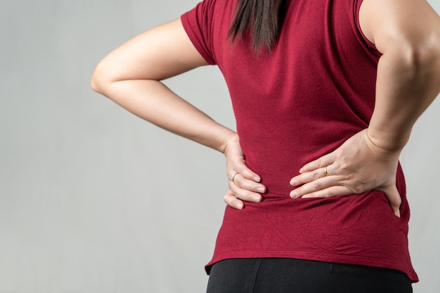 Back pain, women suffer from backache. healthcare and medical concept