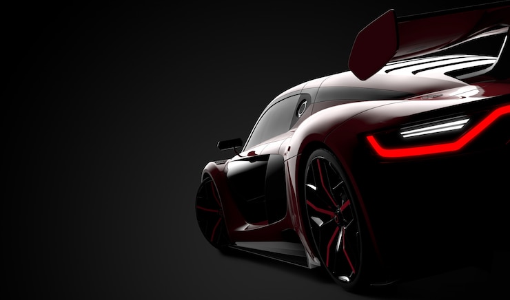 Photo back of a red modern sport car
