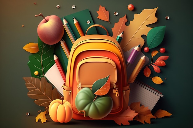 Back to school 3d abstract background