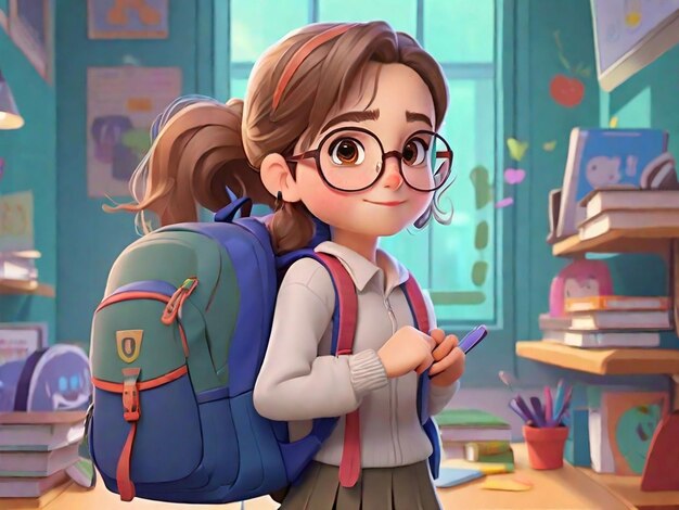 Photo back to school again 3d animation style back to school again