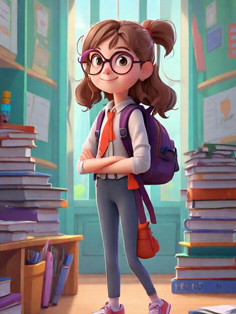 Photo back to school again 3d animation style back to school again