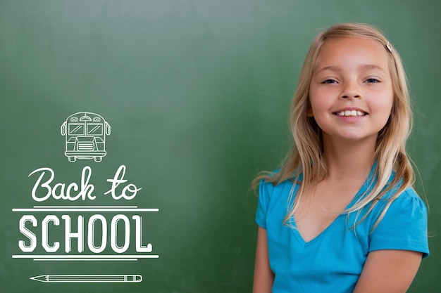 back to school against cute pupil smiling