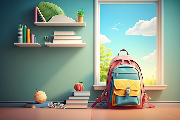 Back to school background Illustration AI Generative