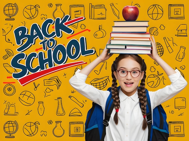 Back to school Background School Student with speech bubble Poster template