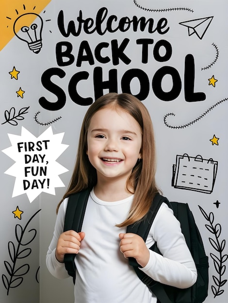 Back to school Background School Student with speech bubble Poster template