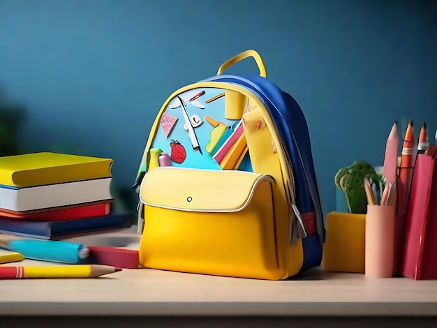 Back to school background with bags and stationery