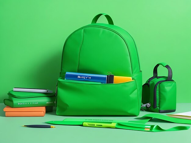 Back to school background with bags and stationery