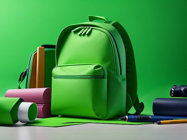 Back to school background with bags and stationery