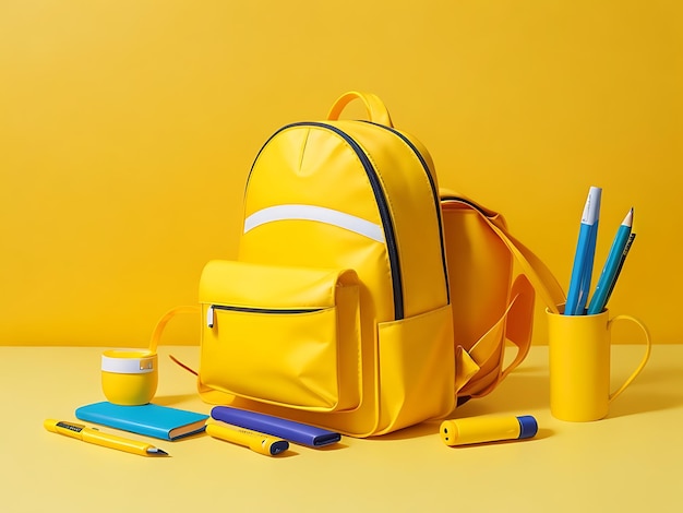 Back to school background with bags and stationery