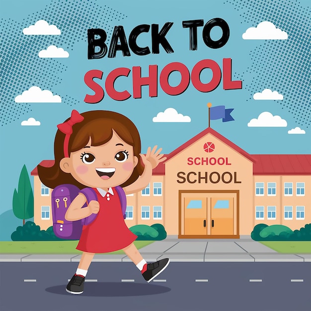 幸せな生徒との学校の背景に戻る
