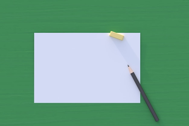 back to school background with school supplies on green background