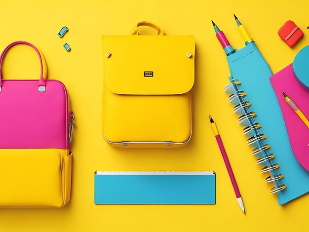 Back to school background with school teaching supplies and accessories illustration