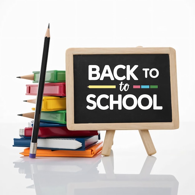 back to school background with text and stationery