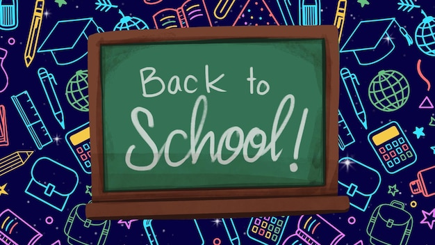 back to school banner with cute school supplies