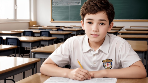 Back to School a boy in a classroom