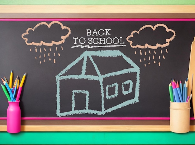 Back to school Chalkboard with chalk art