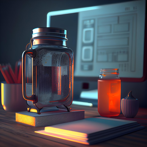 Back to school concept School supplies on table 3D rendering