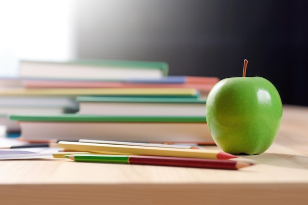 Torna al concetto di scuola materiale scolastico sul tavolo ai generato