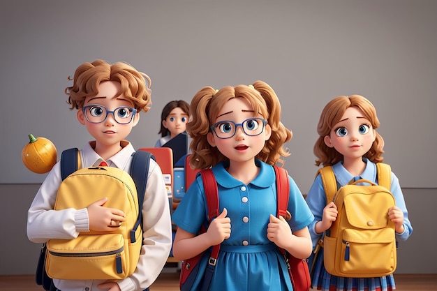 Back to school concept with funny children