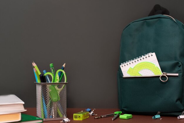 Photo back to school concept with stationery supplies