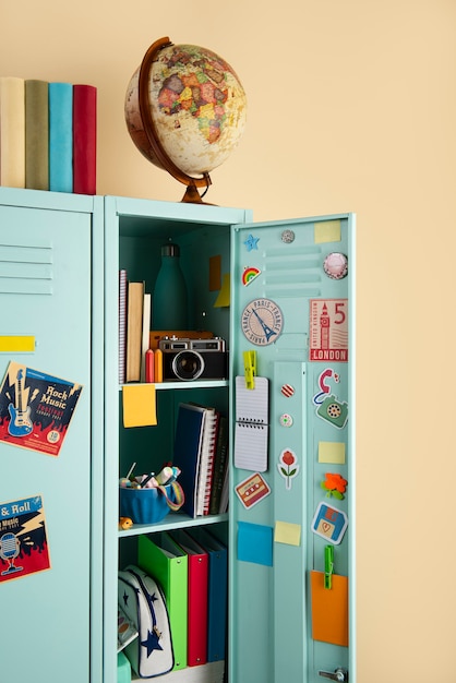 Foto ritorno al concetto di scuola con varie forniture