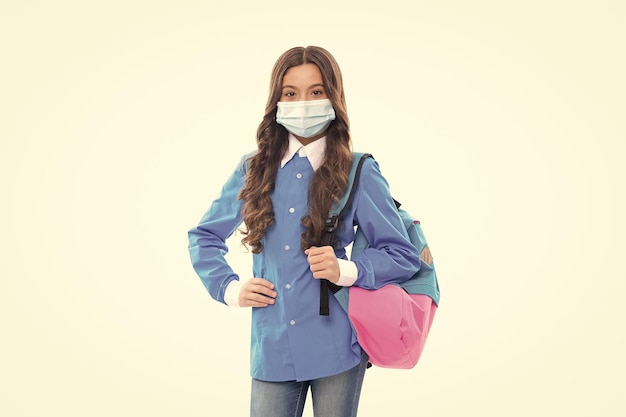 back to school during covid19 pandemic child wear mask school education in age of coronavirus