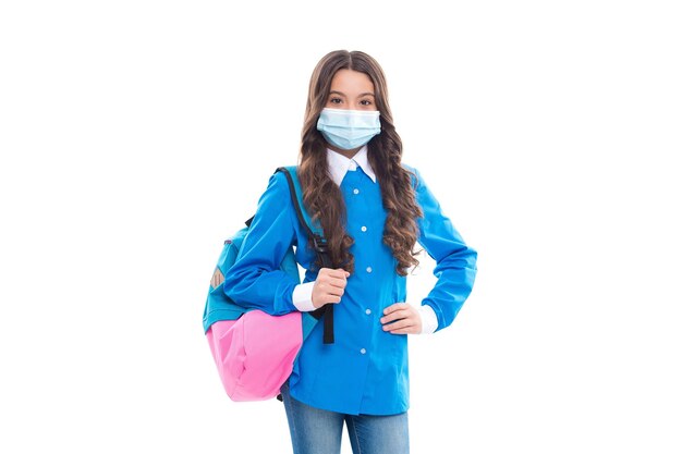 back to school during covid19 pandemic child wear medical mask school education in age of coronavirus disease sarscov2 outbreak remote learning educational measures health and safety