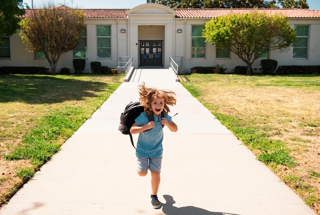 Back to school dynamic images that go back to the conceptual school cute kid with backpack running a