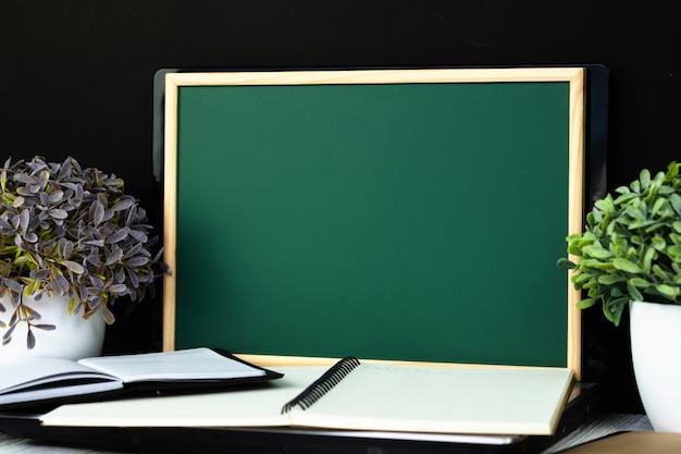 Back to school and education concept, green chalkboard