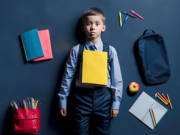 Back to school education concept with pupil First day cute student in class