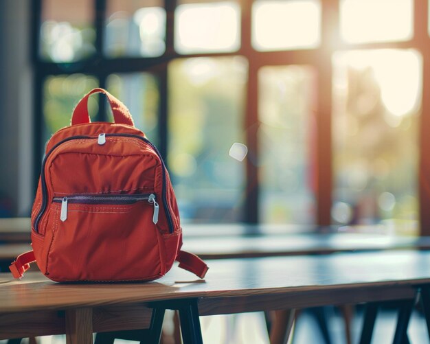 Photo back to school education huge backpack educational tools stationery book for different disciplines