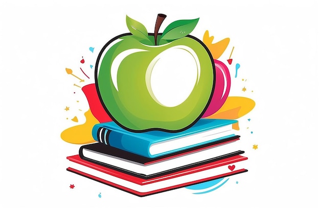 Back to school education study logo apple student care book symbol