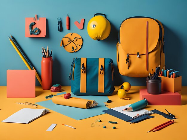 Back to school elements with bags and stationery