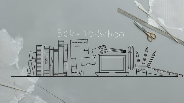 Photo back to school flat background illustration