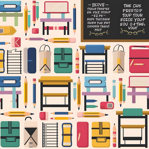 Photo back to school flat background illustration