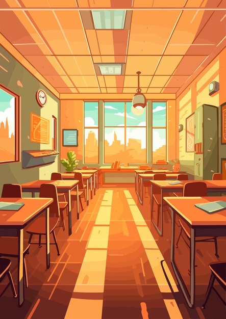 Premium AI Image  Anime Classroom Background without People With Flat  Cartoon Style and Pastel Color