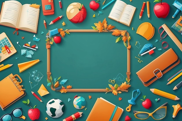 Back to school frame background with education icons