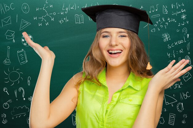 Back to school! Happy teen student smiling