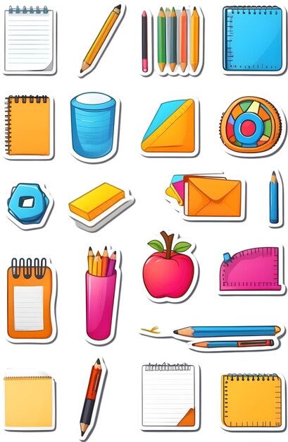 Photo back to school icons school supplies symbols education and learning study materials academic