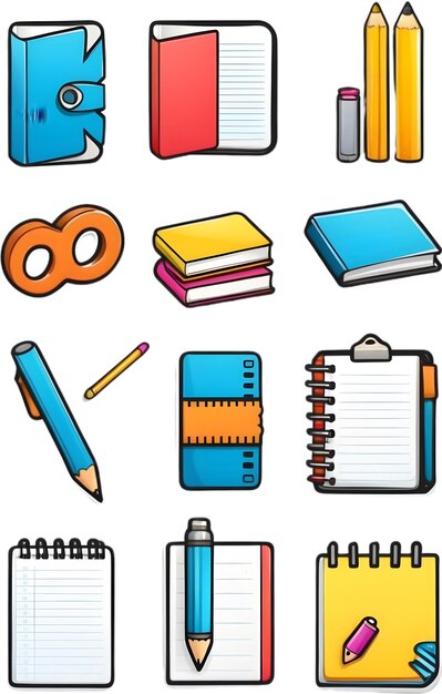 Back to school icons School supplies symbols Education and learning Study materials Academic