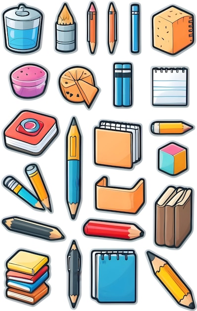 Back to school icons School supplies symbols Education and learning Study materials Academic