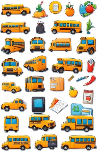 Photo back to school icons school supplies symbols education and learning study materials academic