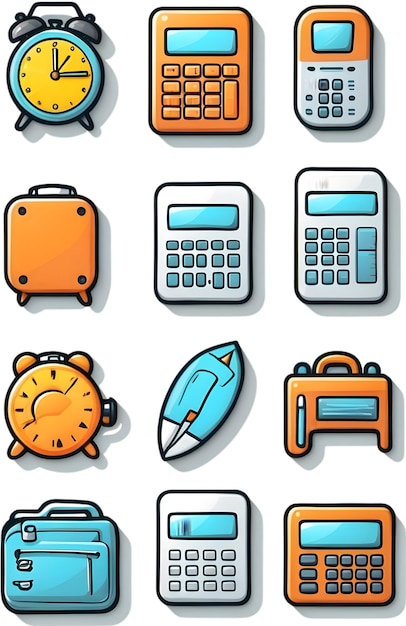 Photo back to school icons school supplies symbols education and learning study materials academic